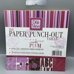 NEW Deja Views 8"x8" PLUM Paper & Punch-Out Tablet for Scrapbooking/ Card Making
